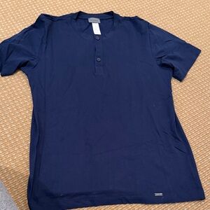 Hanro navy Short Sleeve Henley
